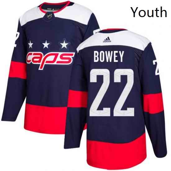 Youth Adidas Washington Capitals 22 Madison Bowey Authentic Navy Blue 2018 Stadium Series NHL Jersey